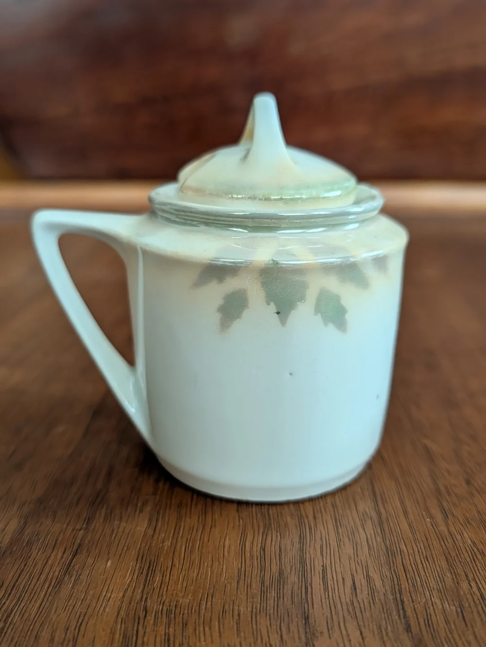 Porcelain Grape Pattern Sugar Bowl with Lid - Cream